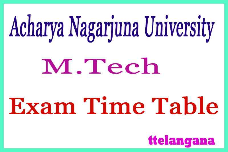 Acharya Nagarjuna University ANU M.Tech Exam Time Table