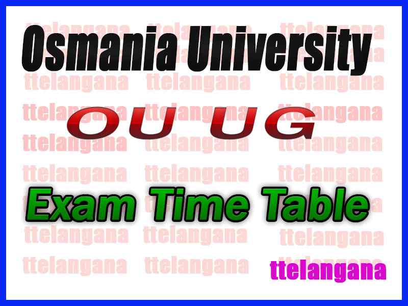 OU Osmania University BA B.Sc B.Com BCA (CBCS) 2nd Semester Time Table